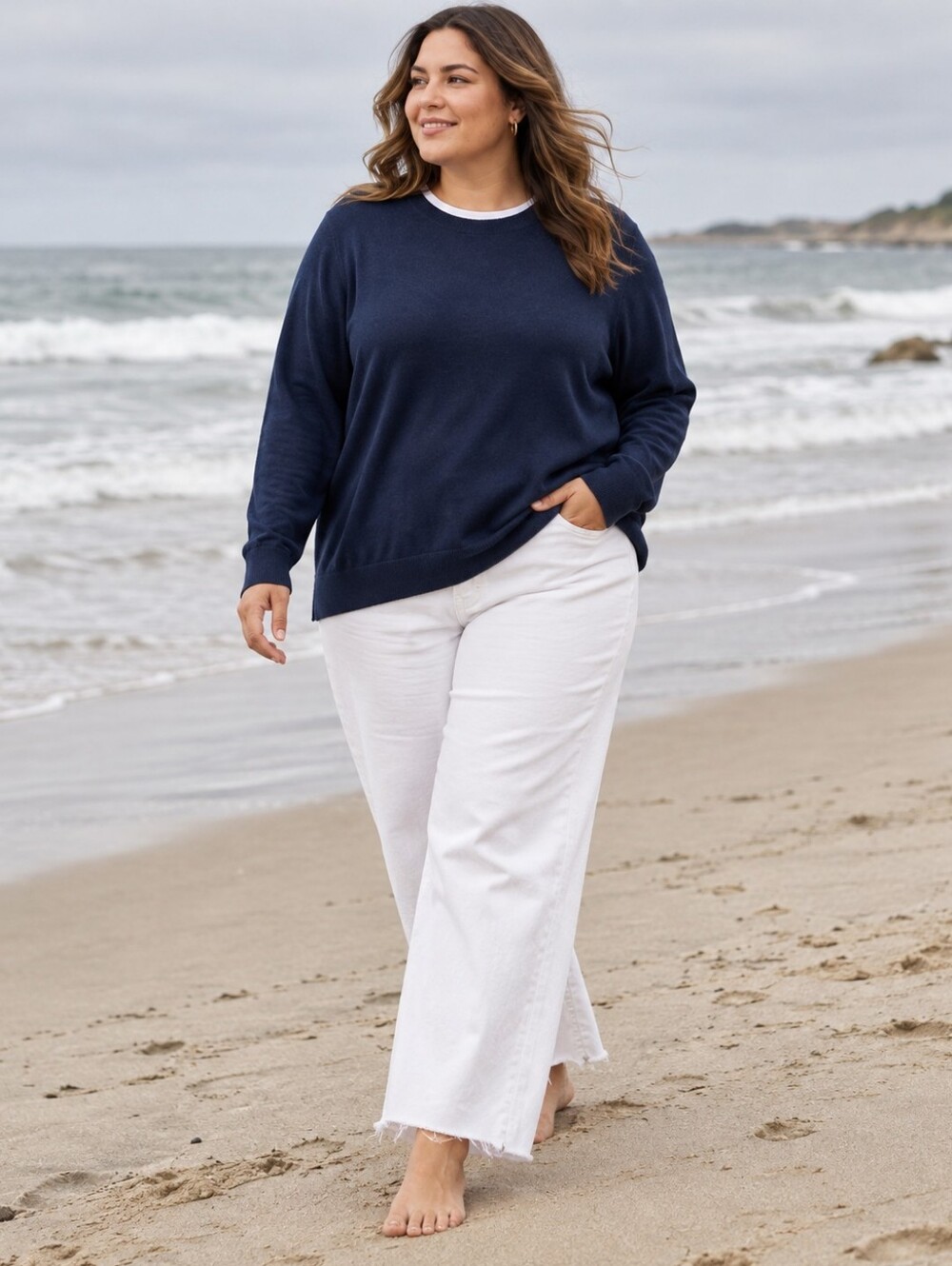J. Crew Margot 100% Merino Wool Lightweight Crewneck Sweater in Navy Women's 3X
